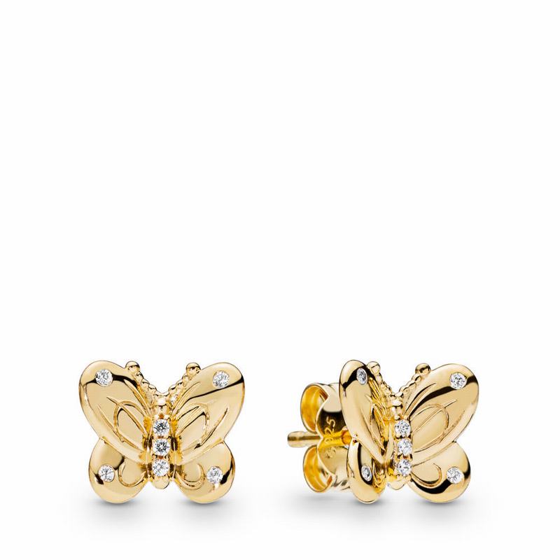 Pandora Shine™ Decorative Butterflies Stud Earrings - 18ct Gold Plated/Cubic Zirconia - Canada | CG2